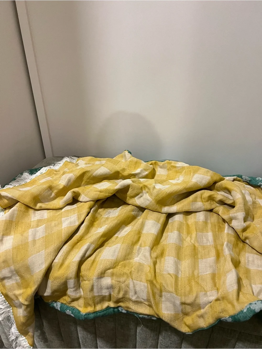 Green Floral Throw Blanket with Fringe - Unbranded